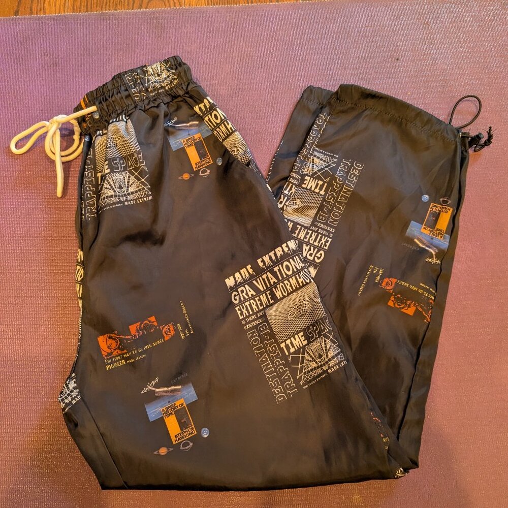 NASA Joggers Funky Baggy S Black Lightweight Streeetwear S Print Maximalist